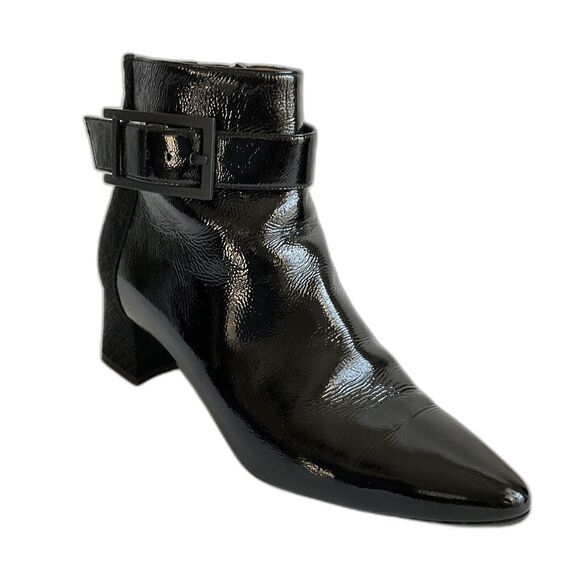 Aquatalia Shoes - Aquatalia Boots Women Size 6.5M Black Point-toe Patent Leather Ankle Bootie